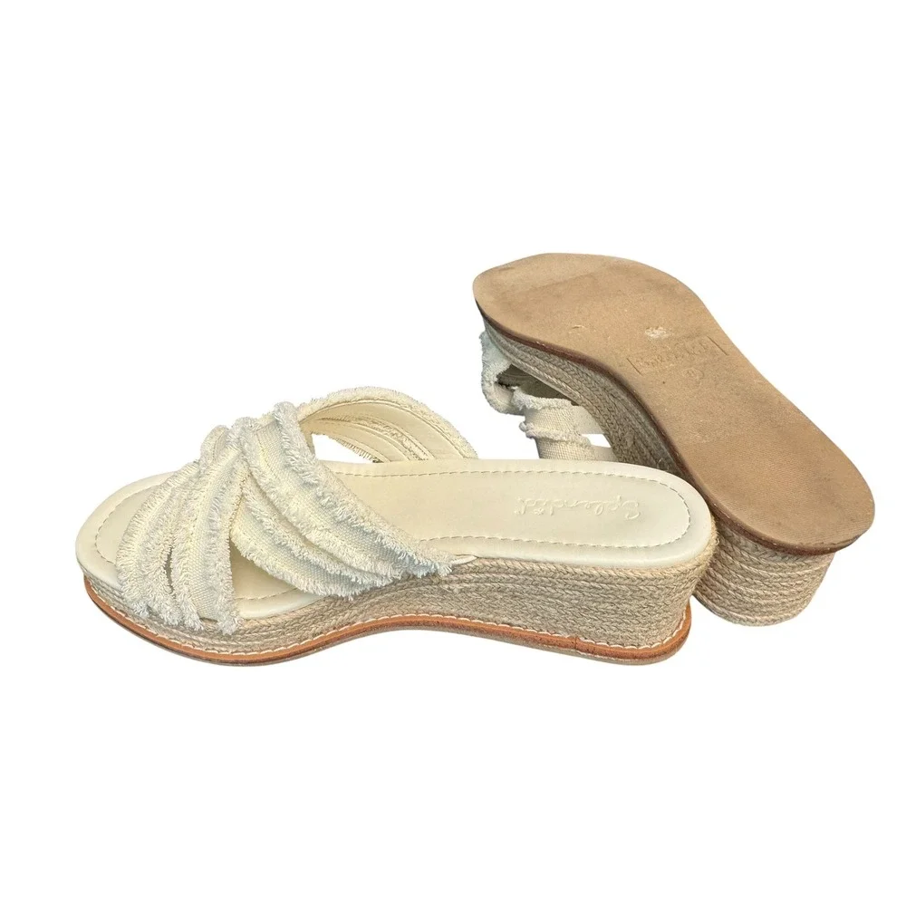 Splendid Danna Cream Frayed Espadrille Wedge Sandals SD5DNA21 Womens 8M